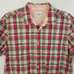 Tommy Bahama Jeans Pink Plaid Short Sleeve Shirt L